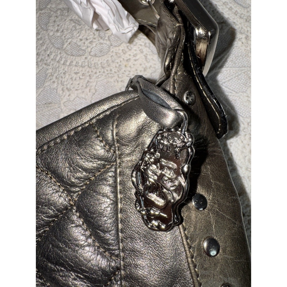 NEW Carlos Falchi Chi Purse Quilted Metallic Zebra Calf Hair Hobo Shoulder Bag - Picture 5 of 13